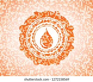 drop icon inside orange mosaic emblem with background