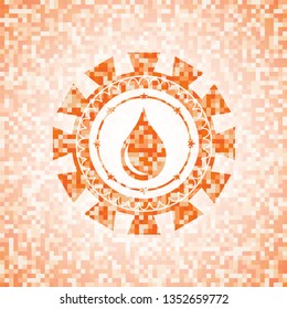 drop icon inside orange mosaic emblem