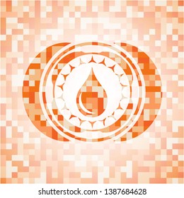 drop icon inside orange mosaic emblem