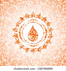 drop icon inside orange mosaic emblem with background