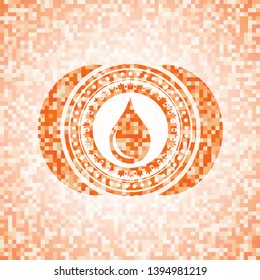 drop icon inside orange mosaic emblem with background