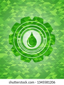 drop icon inside realistic green mosaic emblem