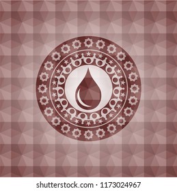 drop icon inside red badge with geometric pattern background. Seamless.