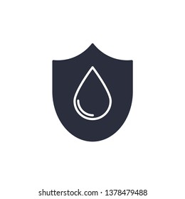 Drop icon inside shield. Protect water symbol modern simple vector icon