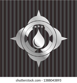 drop icon inside silver badge or emblem