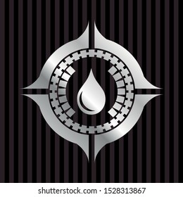 drop icon inside silver badge or emblem
