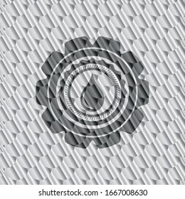 drop icon inside silver emblem. Scales pattern. Vector Illustration. Detailed.