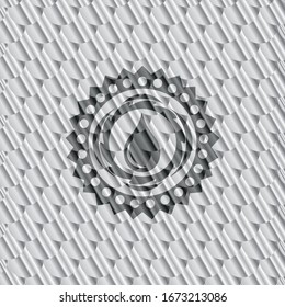drop icon inside silver emblem. Scales pattern. Vector Illustration. Detailed.