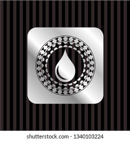drop icon inside silver shiny badge