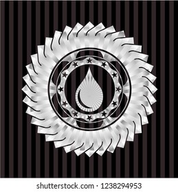 drop icon inside silvery badge or emblem