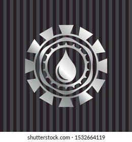 drop icon inside silvery emblem or badge