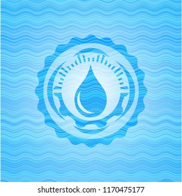 drop icon inside water wave badge.