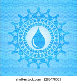 drop icon inside water wave badge background.