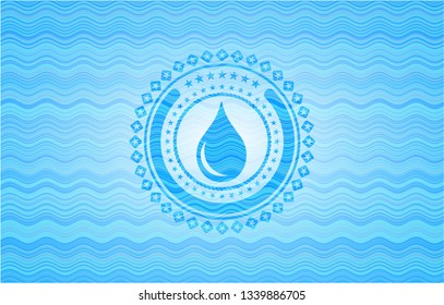 drop icon inside water wave badge.