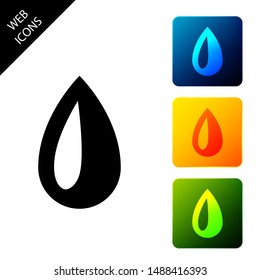 Drop icon isolated on white background. Set icons colorful square buttons. Vector Illustration