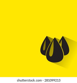 Drop icon with  long shadow on yellow background.