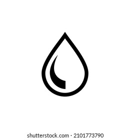 Drop icon. Moisture and liquid symbol. A drop of water, oil or rain. Designation of falling water and precipitation. Isolated vector illustration on white background.