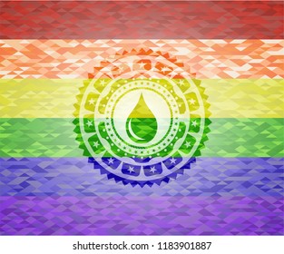 drop icon on mosaic background with the colors of the LGBT flag