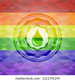 drop icon on mosaic background with the colors of the LGBT flag