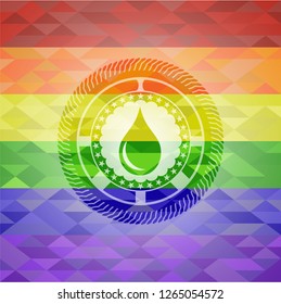 drop icon on mosaic background with the colors of the LGBT flag