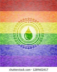 drop icon on mosaic background with the colors of the LGBT flag