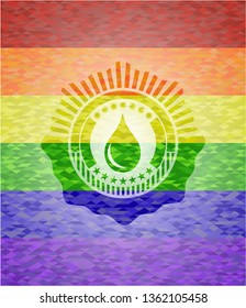 drop icon on mosaic background with the colors of the LGBT flag
