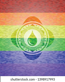 drop icon on mosaic background with the colors of the LGBT flag