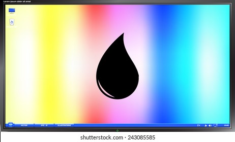 Drop icon on the screen monitor. Made vector illustration