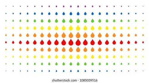 Drop icon rainbow colored halftone pattern. Vector drop objects are arranged into halftone matrix with vertical spectral gradient. Constructed for backgrounds, covers, templates and abstract concepts.