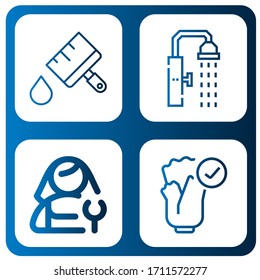 drop icon set. Collection of Paint brush, Shower, Plumber, Natural icons