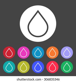 Drop icon. Set of colored icons.