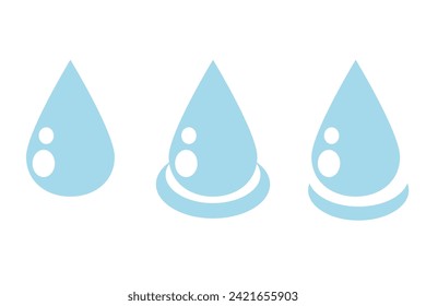 Drop icon set. Falling drop flat icon illustration. Ecology, hydration, nature vector illustration isolated on a white background.