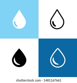 Drop icon set isolated on blue background