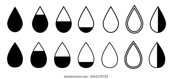 Drop icon set isolated on white background. Water drop symbol vector.