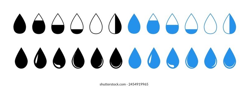 Drop icon set isolated on white background. Water drop symbol vector.