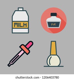drop icon set. vector set about nail polish, milk, ink and droppers icons set.