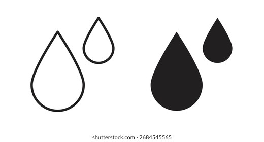 Símbolo de signo de ícono de gota y estilo plano para App, Web y diseño digital.