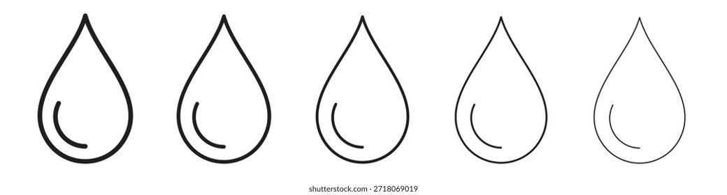 Drop icon symbol in thin line, Black outline and stroke style