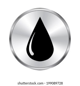 drop icon - vector brushed metal button