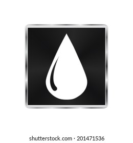 drop icon - vector brushed metal button