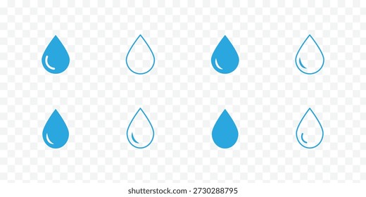 Colección de Vector de icono de gota. símbolo de acción de Vector. Conjunto de Vector de Plantilla de diseño de icono de gota de agua para trabajo gráfico. Icono de gotas de lluvia para la Plantilla. Conjunto de gráficos de Vector de iconos. Iconos de forma de gota de agua símbolo 