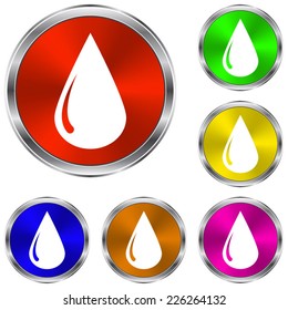 drop icon - vector glossy colourful buttons