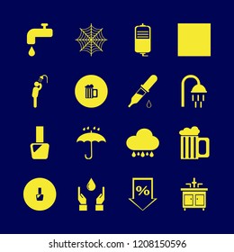 drop icon. drop vector icons set umbrella, water tap, dropper pipette and rain