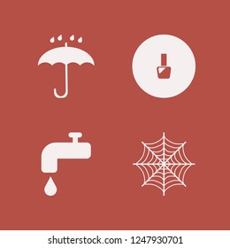 drop icon. drop vector icons set nail polish, spider web, umbrella and water tap