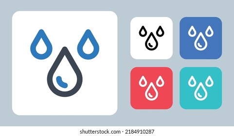 Icono de caída - ilustración vectorial. Caída, Lluvia, Agua, Lluvia, Caídas, Clima, Sangre, Líquido, Precipitación, Previsión, Línea, contorno, Plano, Iconos.