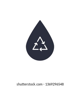 Drop icon water bubbles and recycle symbol. Modern simple flat vector illustration for web site or mobile app