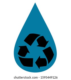 Drop icon water bubbles and recycle symbol. Modern simple flat vector illustration for web site or mobile app.