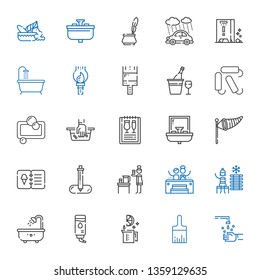 drop icons set. Collection of drop with hand wash, paint brush, lime, water, bathtub, cold water, jacuzzi, pipette, menu, wind sign, sink, soap. Editable and scalable drop icons.