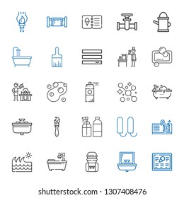 drop icons set. Collection of drop with menu, sink, water tank, bathtub, wave, tampon, spray, paint brush, soap, paint spray, gas, water, watering can. Editable and scalable drop icons.