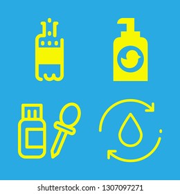 drop icons set with water, gel and ink bottle and dropper vector set